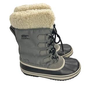 Sorel Carnival Waterproof Insulated Boot Quarry/Black Shearling Lined Size 7.5